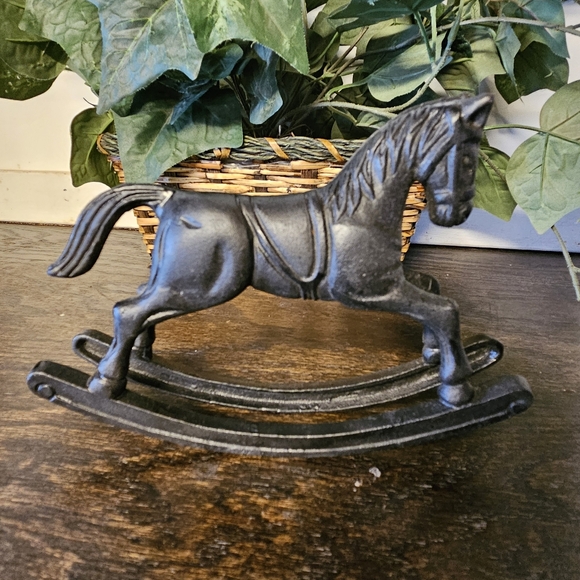 Black Cast Iron Rocking Horse Figurine - Picture 2 of 5
